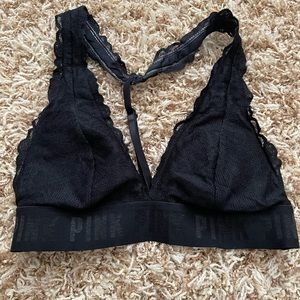PINK black lace bralette